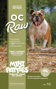 OC Raw Frozen, Turkey & Produce 4lb Patties 