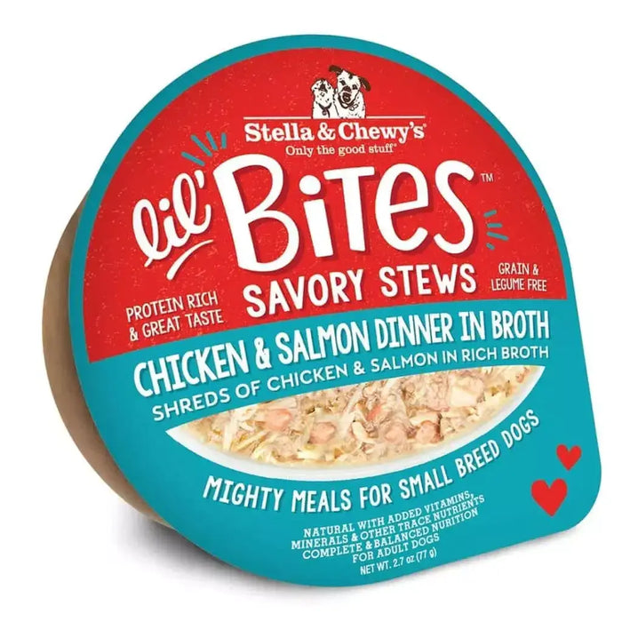 of Stella & Chewy's Lil' Bites Savory Stews, Chicken & Salmon Dinner, 2.7 oz