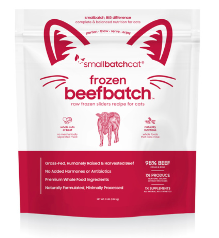 Small Batch Cat Frozen Raw Sliders, Beef 3 lb