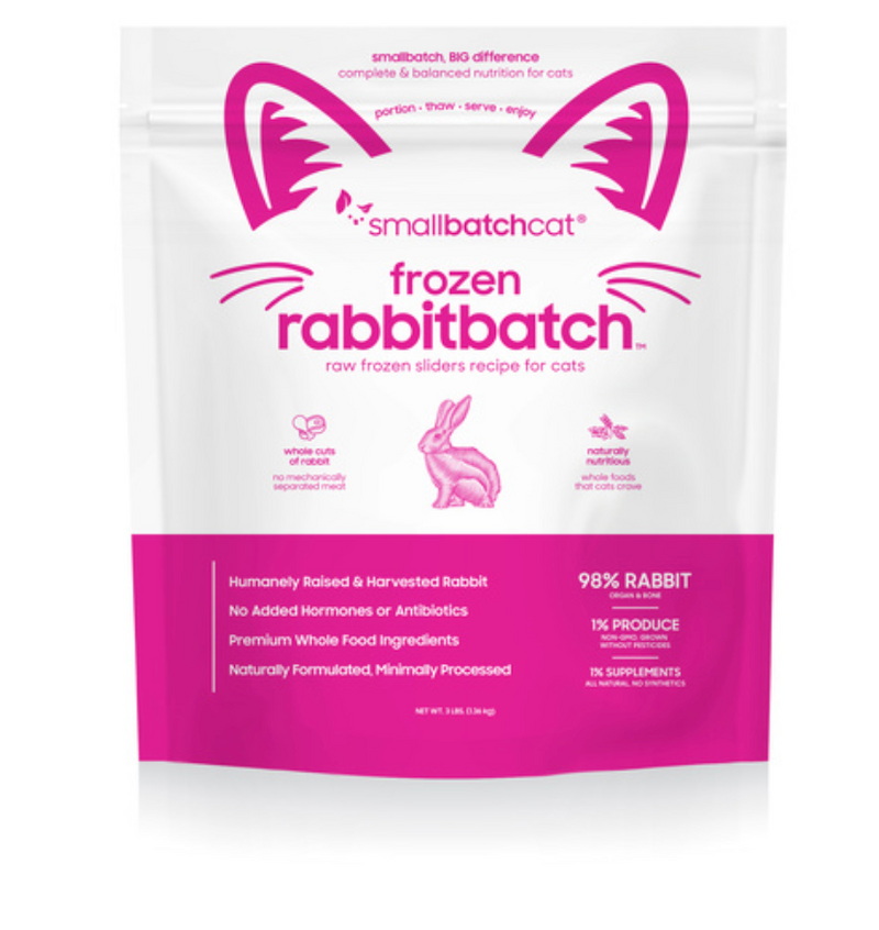 Small Batch Cat Frozen Raw Sliders, Rabbit 3 lb