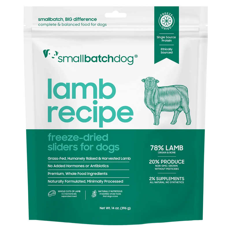 Small Batch Freeze-Dried Raw Lamb Dog Food, Sliders