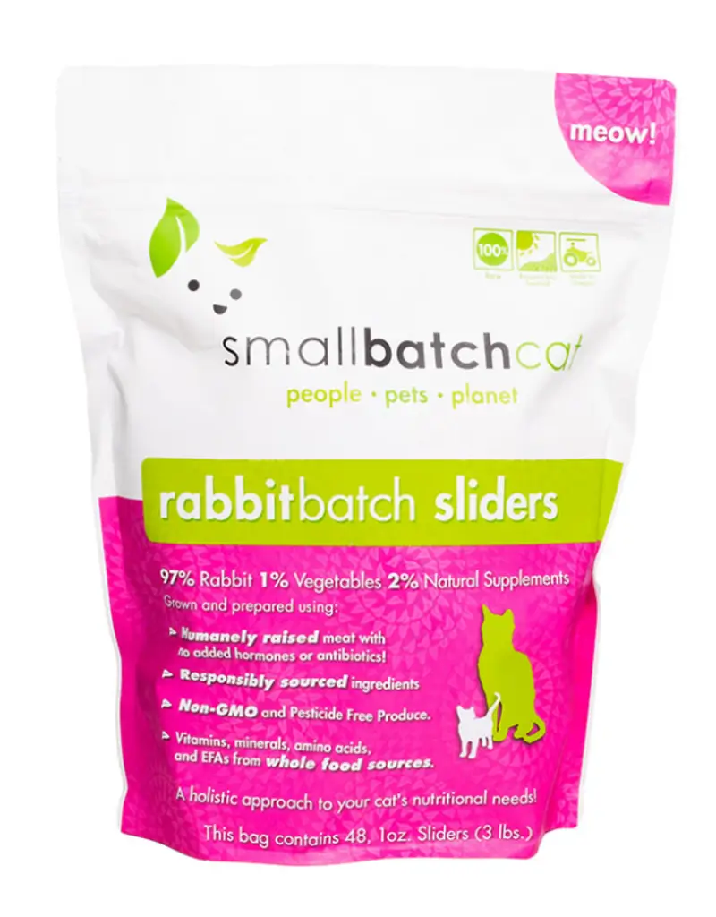 Small Batch Cat Frozen Raw Rabbit Sliders 3 lb