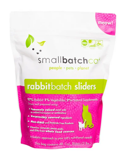 Small Batch Cat Frozen Raw Rabbit Sliders 3 lb
