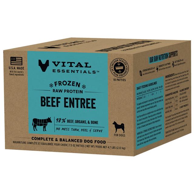 Vital Essentials Frozen Raw Beef Entree Dog Food Patties, 4.7lb