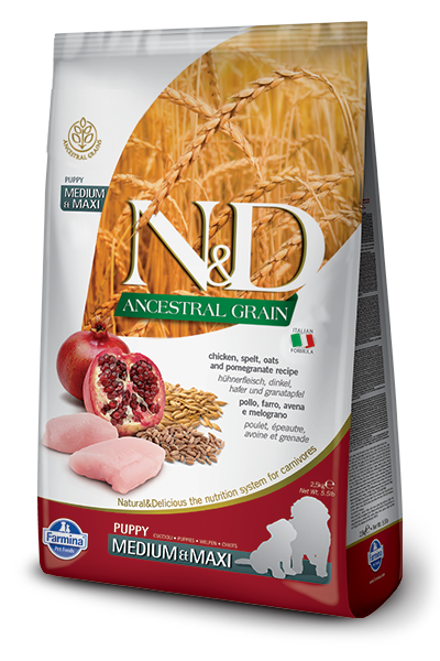Farmina N&D Ancestral Grain Canine Chicken, Spelt, Oats & Pomegranate Puppy Medium/Maxi Dry Food