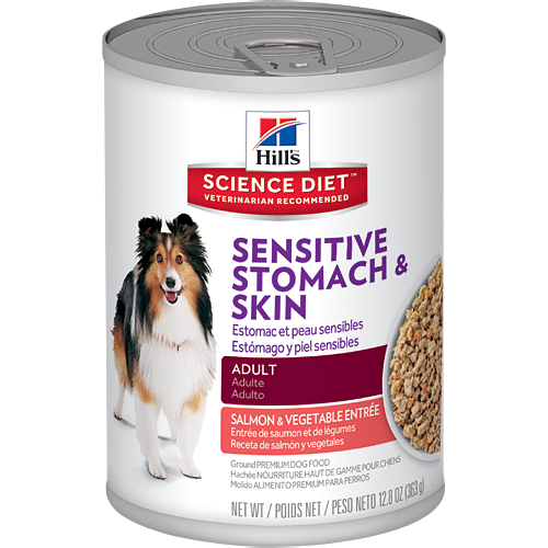 Science Diet Canine Adult Sensitive Stomach & Skin Salmon & Vegetable Entree 12.8oz