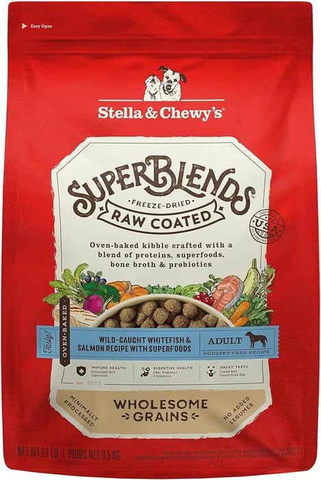 Stella & Chewy's Superblends Raw Coated with Wholesome Grains, Whitefish & Salmon