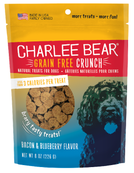 Charlee Bear Grain Free Crunch Bacon and Blueberry Treats 8 oz