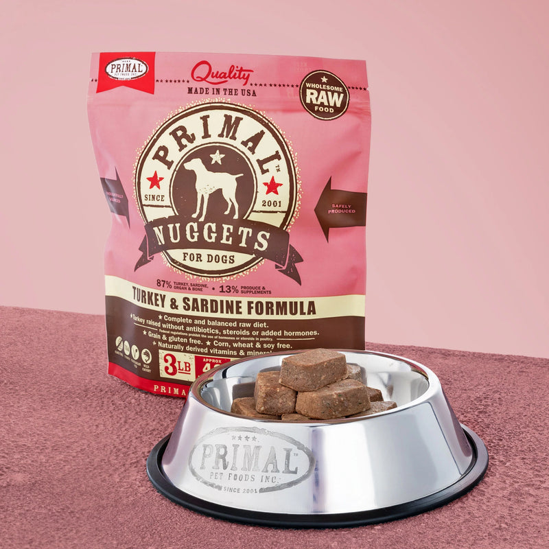 Primal Dog Frozen Nuggets, Turkey & Sardine 3 lbs