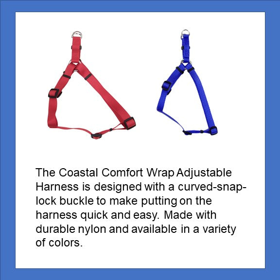 Coastal Comfort Wrap Adjustable Harnesses in Red and Blue