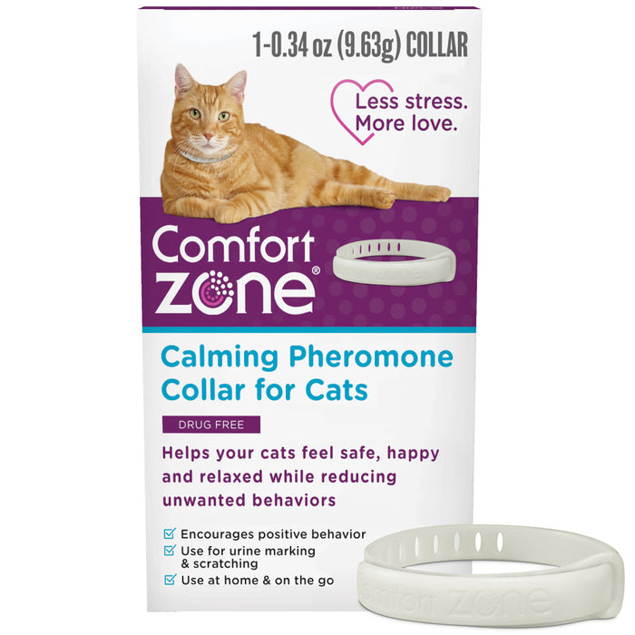 Comfort Zone Calming Pheromone Collar for Cats, Anxiety & Stress Relief Aid, Breakaway, 1 pack
