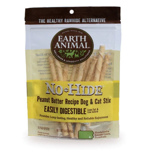 Earth Animal No Hide Peanut Butter Sticks, 10 Pack