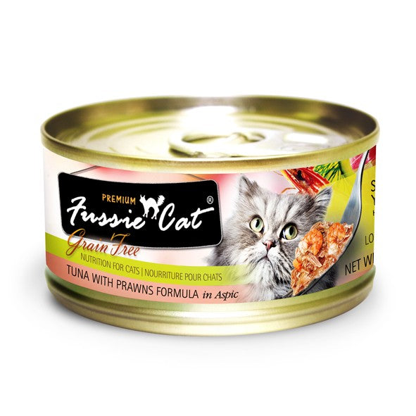 Fussie Cat Premium Tuna and Tiger Prawns Canned Cat Food 2.8 oz 