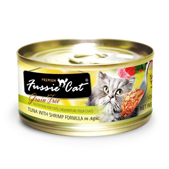 Fussie Cat Premium Tuna and Shrimp Canned Cat Food 2.8 oz 