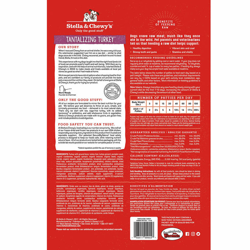 Stella & Chewys Freeze-Dried Tantalizing Turkey Dog Food