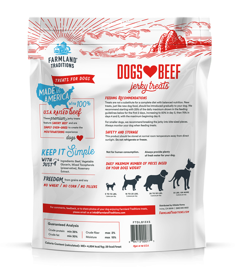 Farmland Traditions Dogs Love Beef Jerky Treats 2.5lb