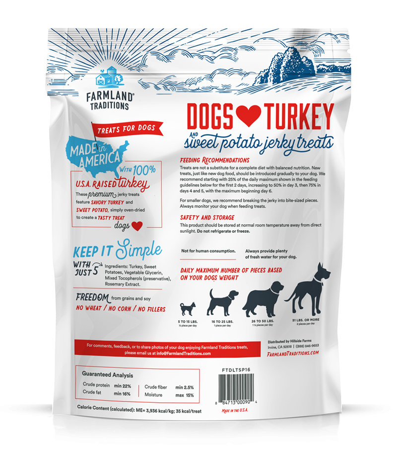 Farmland Traditions Dogs Love Turkey Jerky Treats 3lb