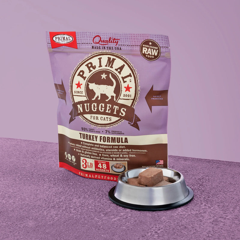 Primal Cat Frozen Nuggets, Turkey, 3 lb