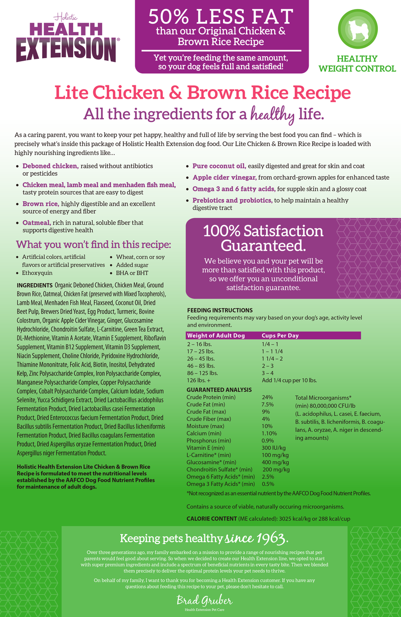 Health Extension Lite Chicken & Brown Rice Dog Food