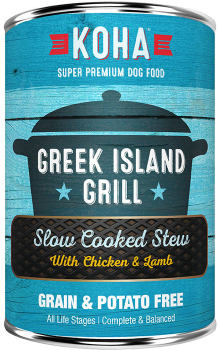 Koha Dog Can Greek Island Grilled Chicken Lamb 12.7oz