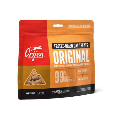 Resealable bag of Orijen Freeze-Dried Original Cat Treats. 
