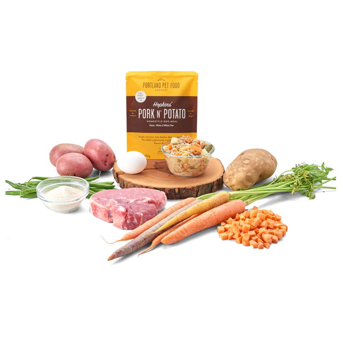 Portland Pet Food - Hopkins' Pork N' Potato Homestyle Dog Meal - SINGLE Dog Meal Pouch, 9oz