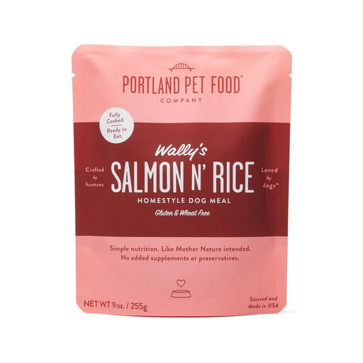 Portland Pet Food - Wally's Salmon N' Rice Homestyle Dog Meal - SINGLE Dog Meal Pouch, 9oz