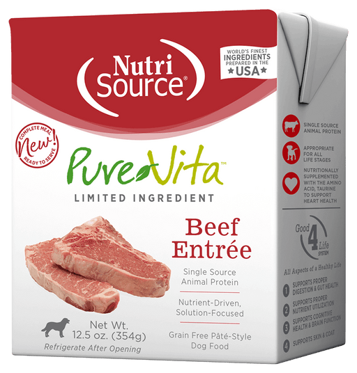 NutriSource PureVita Beef Entree Tetra pakPureVita Grain-Free Beef Entrée 12.5oz