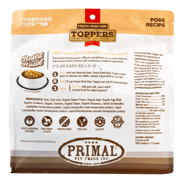 Primal Freeze Dried Raw Cupboard Cuts Meal Topper Pork Recipe