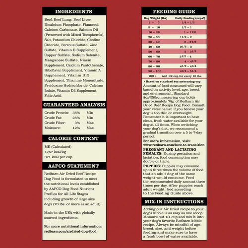 RedBarn Air Dried Dog Food, Beef Recipe