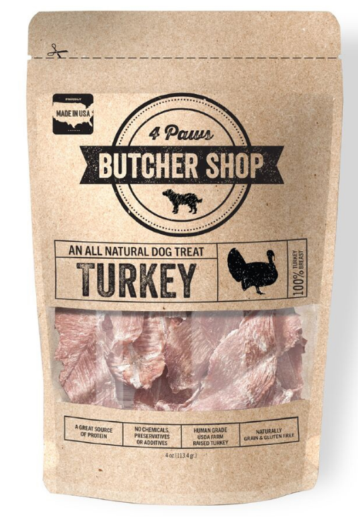 turkey flavored all natural dog treats in a brown bag