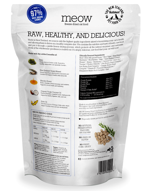 Meow Freeze-Dried Beef & Hoki Cat Food 