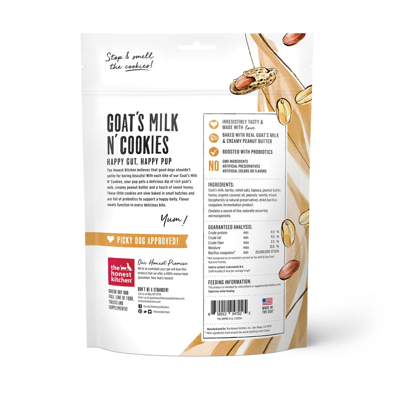 The Honest Kitchen-Goat's Milk N' Cookies - Slow Baked with Peanut Butter Honey 8 oz