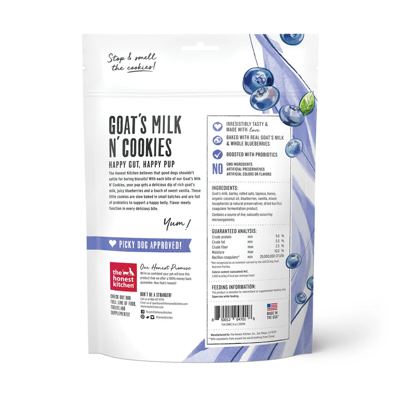 The Honest Kitchen-Goat's Milk N' Cookies - Slow Baked with Blueberries Vanilla 8 oz Pouch,
