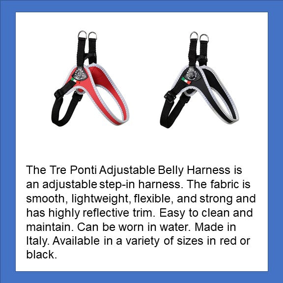 TrePonti Adjustable Belly Harness with Italian Leather and reflective trim