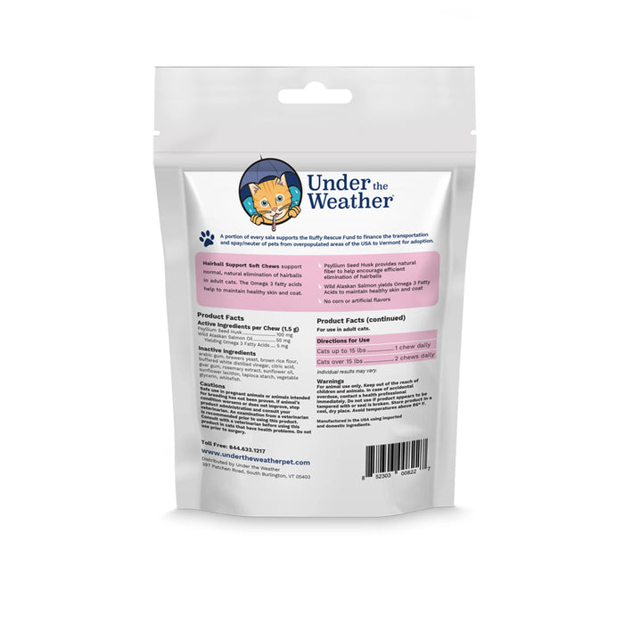 Under the Weather Hairball Support Soft Chews for Cats 60ct
