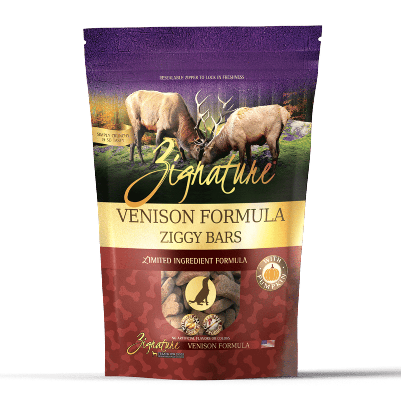 Zignature Ziggy Bars Treat, Venison Formula, 12 oz