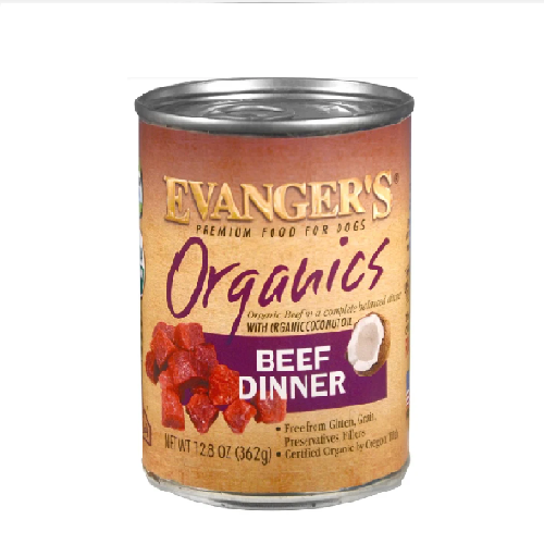 Evanger's Organics Beef Dinner Recipe Wet Dog Food, 12.8 oz