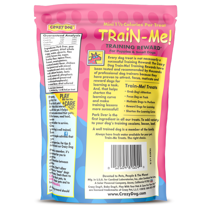 Crazy Dog Train-Me! Bacon Training Treats Mini 10 oz