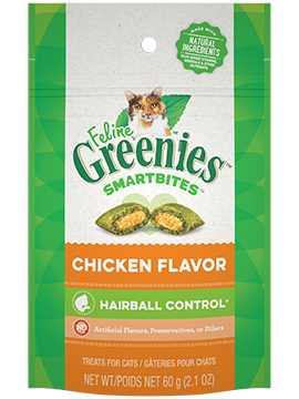 Greenies Feline Smartbites Hairball Control Treats Chicken Flavor