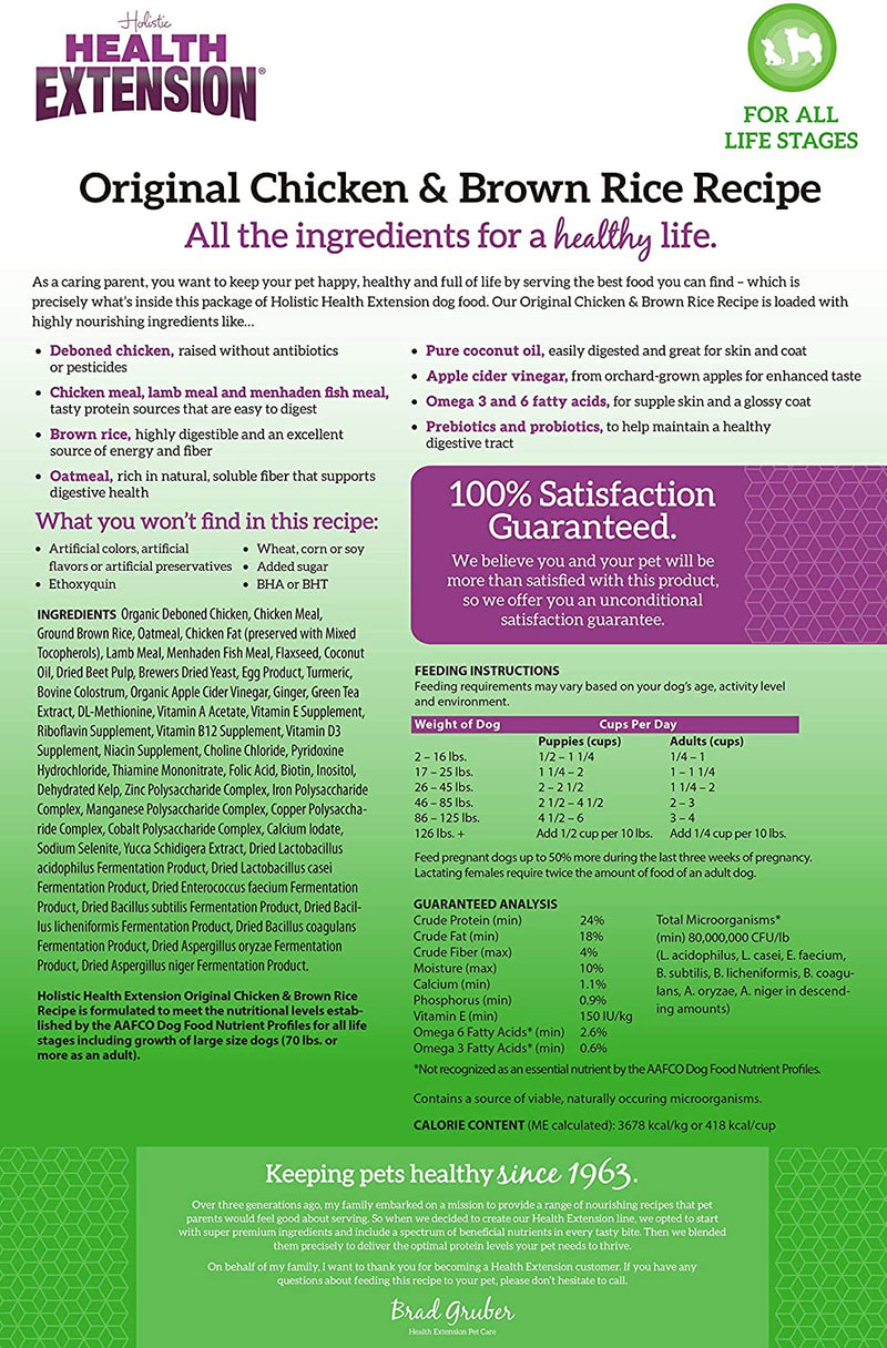 Health Extension Original Chicken & Brown Rice Dry Dog Food