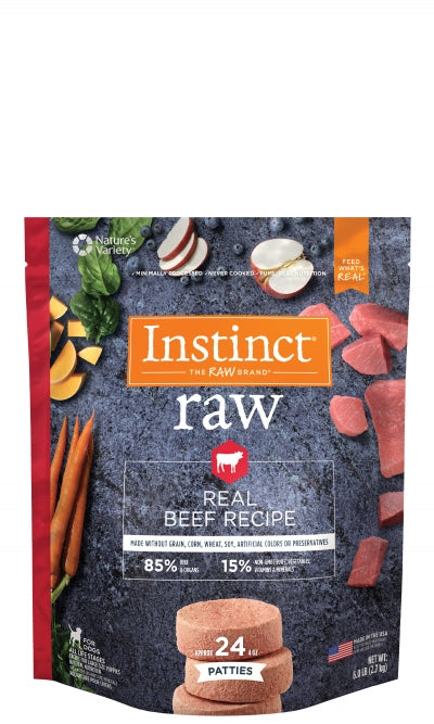 Nature's Variety Instinct Raw Frozen Patties 85/15, Beef 6lb