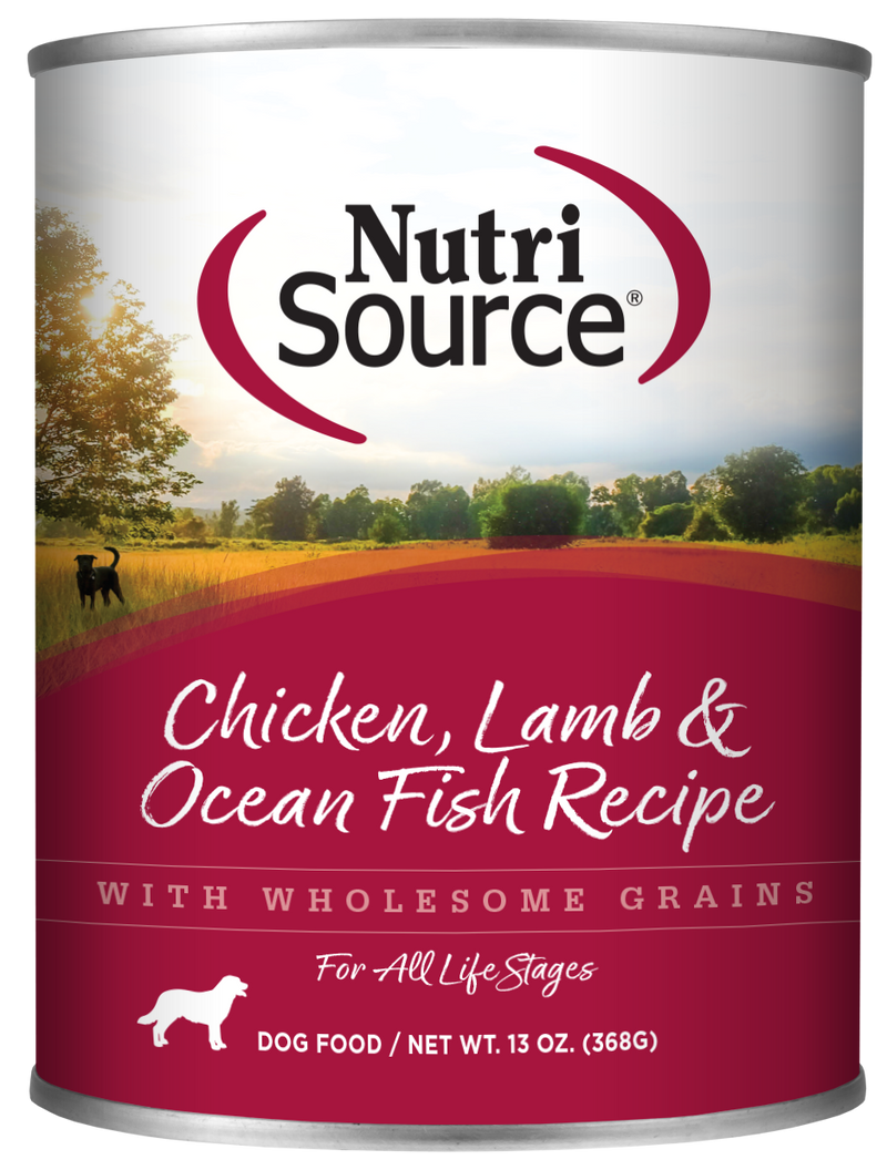 NutriSource Chicken, Lamb & Ocean Fish Wet Dog Food 12.3oz