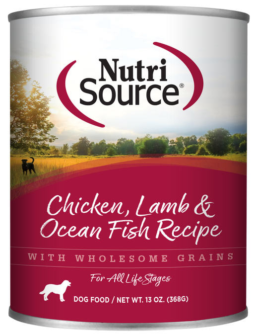 NutriSource Chicken, Lamb & Ocean Fish Wet Dog Food 13oz