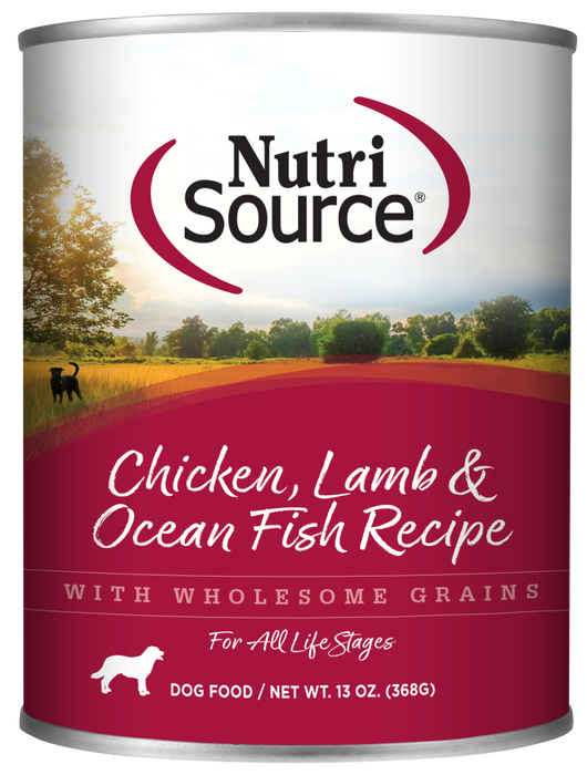 NutriSource Chicken, Lamb & Ocean Fish Wet Dog Food 13oz