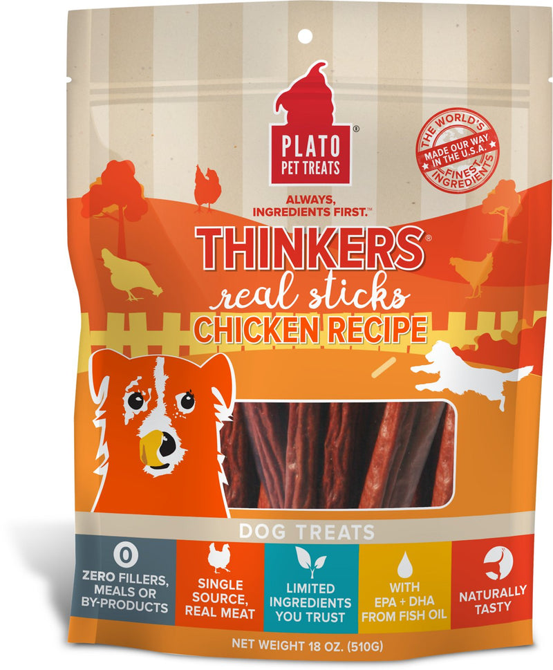 Plato Thinkers Real Sticks Dog Treats, 18 oz