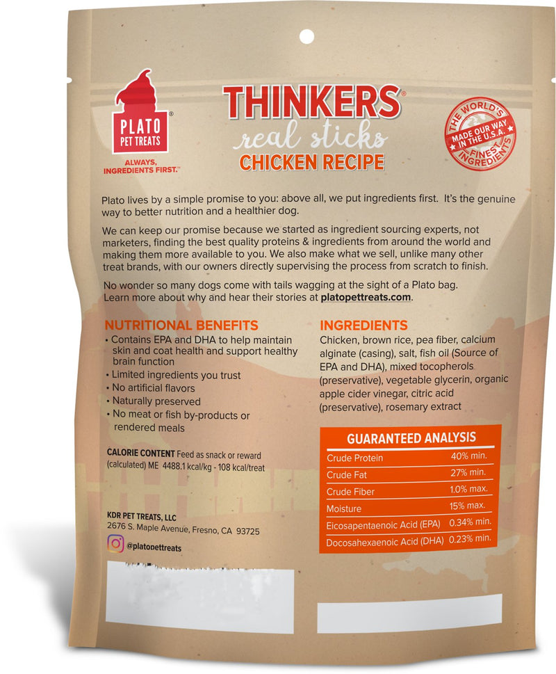Plato Thinkers Real Sticks Dog Treats, 18 oz