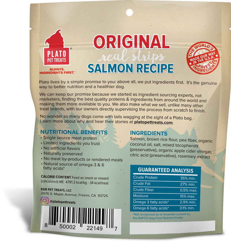 Plato Original Real Strips Salmon Dog Treats