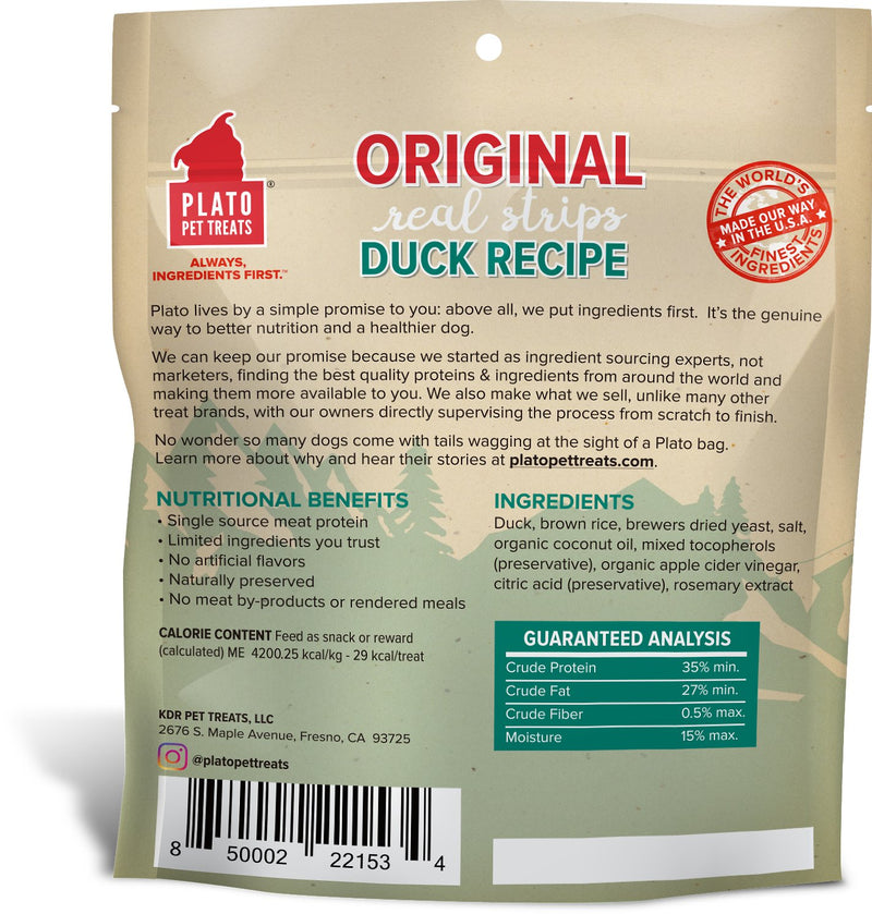 Plato Original Real Strips Duck Dog Treats