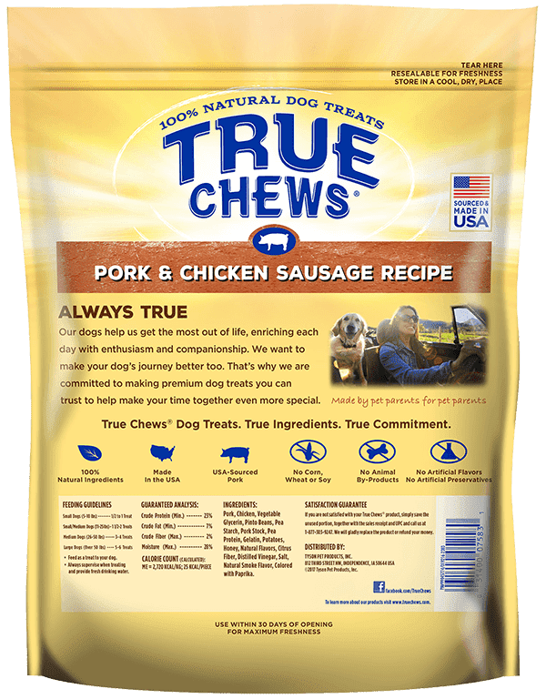 True Chews Pork & Chicken Sausage Recipe Dog Treats, 14 oz
